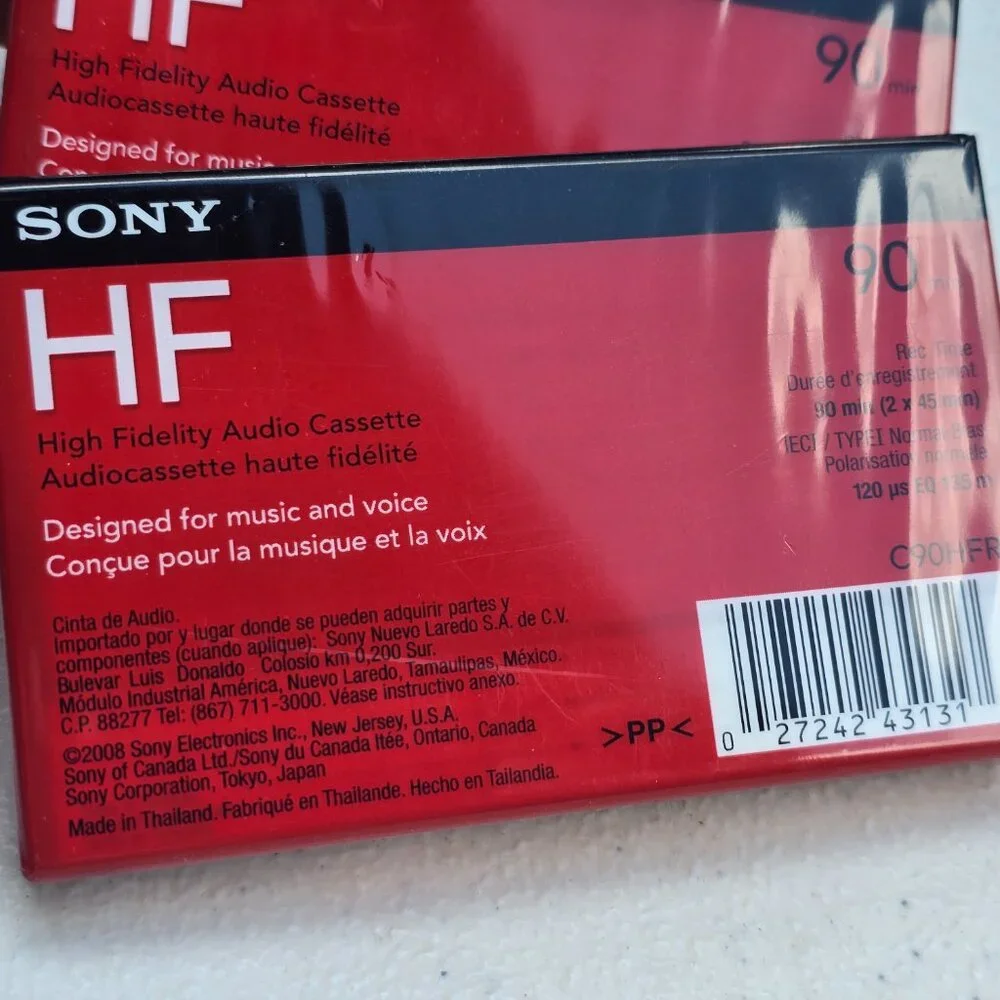 Sony HF 90 Min High Fidelity Audio Cassette Tape Sealed Lot of 2. NEW NWT  Brand